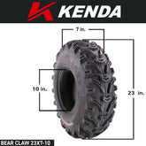 Kenda Bear Claw 23x7-10 Front Off-Road Tire ATV, UTV or SXS Tire w/ Keychain 2 Pack